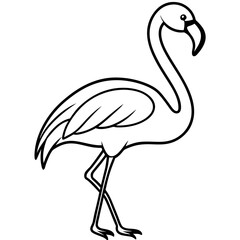 Elegant Flamingo Outline Illustration