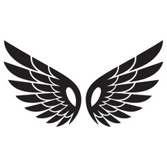 Wings tattoo Vector Black silhouettes. with white background
