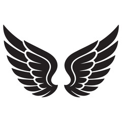Wings tattoo Vector Black silhouettes. with white background