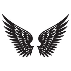 Wings tattoo Vector Black silhouettes. with white background