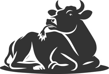 Silhouette of a black cow animal vector