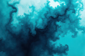 Mesmerizing Ink Swirls: Teal & Dark Blue Dance in Dreamlike Abstract Photography
