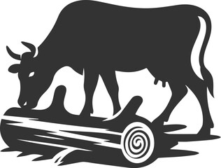 Silhouette of a black cow animal vector