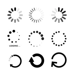 loading bar progress icon. Download progress. Collection Loading status. Vector illustration.