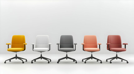 Fototapeta premium Colorful Modern Office Chairs In A Row
