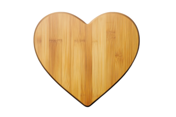 Heart-shaped bamboo cutting board, ideal for food presentation, cooking, and decoration.