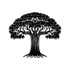 Banyan tree icon silhouette vector with white background