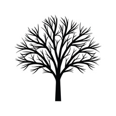 Obraz premium Bare winter tree icon silhouette vector with white background