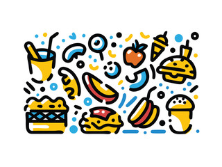 Seamless Food Doodle Pattern – Hand-Drawn Culinary Illustrations, Delicious Dish Sketches