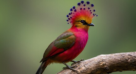 A close-up of an exquisitely vibrant bird with a striking crest and colorful plumage.