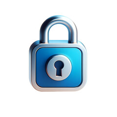 3D Rendered Blue Security Lock Icon