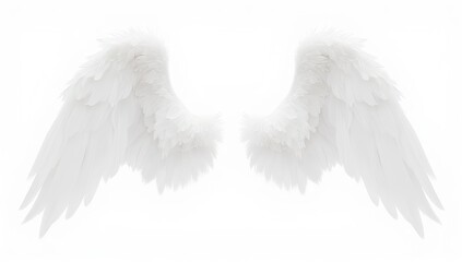 Pair of White Angel Wings on White Background