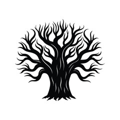 Obraz premium Haunted tree icon silhouette vector with white background