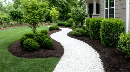 Meandering Pathway With Landscaping In Front Of House