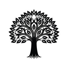Magical tree icon silhouette vector with white background