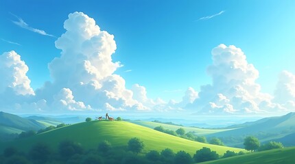 Fototapeta premium Soft focus pastel landscape with clouds