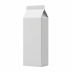 Plain white milk or juice carton with sharp edges and folded top seal, standing upright, ideal for packaging mockups or branding design presentations, isolated on transparent background.