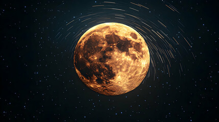 Naklejka premium Full Moon, Starry Night