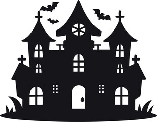 halloween haunted house doodle Vector