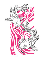 koi fish illustration design for sukajan is mean japan traditional cloth or t-shirt with digital hand drawn Embroidery Men T-shirts Summer Casual Short Sleeve Hip Hop T Shirt Streetwear