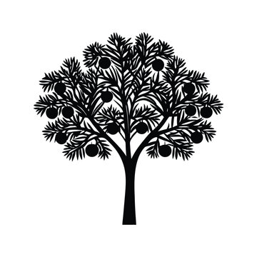recommend clip art: Pomegranate tree icon silhouette vector with white background