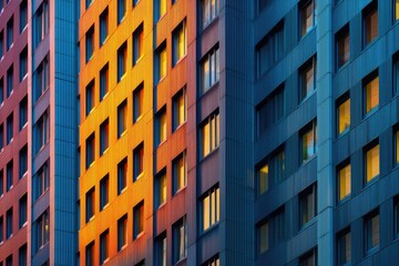 Obraz premium framed by modern city architecture array of urban provides abstract patterning in vibrant colors