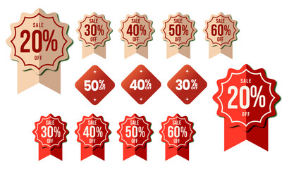 Sale offer modern style stickers, labels for Discount, sale vector ,Special offer discount label with different sale percentage. 20 30 40 50 off with transparent background ,sale offer, Special Offer