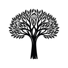 Obraz premium Single trunk tree icon silhouette vector with white background