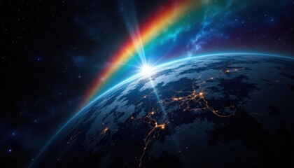 Earth rising, sunrise, cosmic view