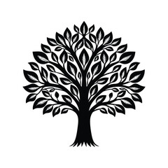 Tree of life icon silhouette vector with white background