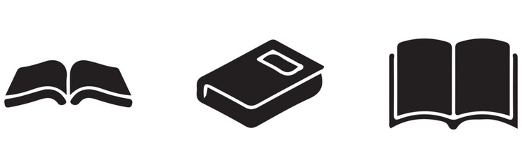 set of black and white book icon. vector eps 10