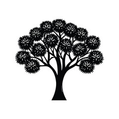 Fototapeta premium Tree with dense leaves icon silhouette vector with white background