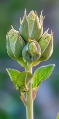 Striking Vertical Focus on California Wild Rose Blossoms Surrounded by Lush Green Leaves