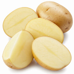 Fresh potatoes isolated on white background. Clipping Path. Full depth of field.