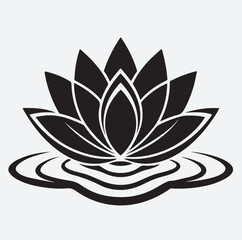 a seek water lily icon floating gracefully silhouette vector art illustration, lotus flower vector illustration