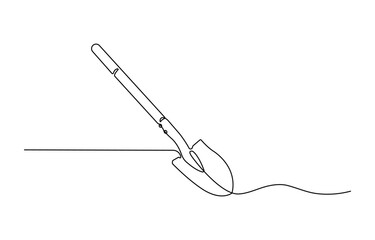 Continuous single line drawing of shovel vector illustration.