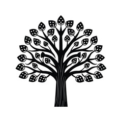 Obraz premium Tree with mushrooms icon silhouette vector with white background
