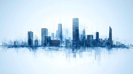 Fototapeta premium Futuristic Cityscape with Geometric Building Shapes and Clean Minimalist Urban Background