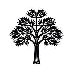 Yew tree icon silhouette vector with white background