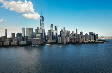 Fototapeta premium Aerial view of New York City skyline. Cityscape of Manhattan in USA.