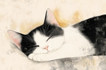 A sympathy card with a soft illustration of a cat sleeping peacefully,