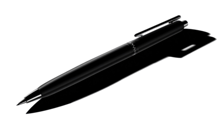 Sleek Pen Shadow: A close-up shot of a modern pen, casting a contrasting shadow against the light. Capturing the essence of communication and creativity