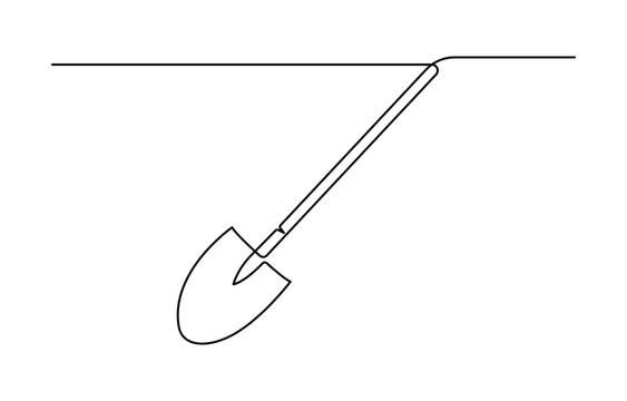 shovel digging, continuous line drawing clip art preview