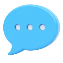 Fototapeta premium 3D light blue speech bubble on white background with three dots