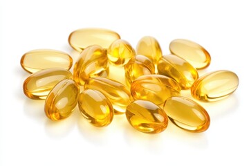 Isolated Omega-3 Fish Oil Softgel Capsules: Pharmaceutical Remedy for Liver Health in White and Yellow
