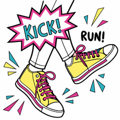 Pop Art Style Sneakers with Jump Effect