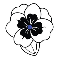 Blue violet flower line art vector on white background 