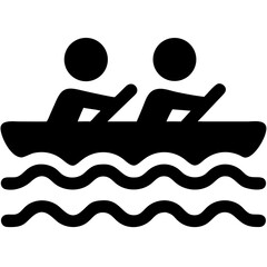 Fototapeta premium Two people kayaking on water waves 