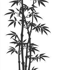 Obraz premium bamboo silhouette , black and white illustration isolated on white background