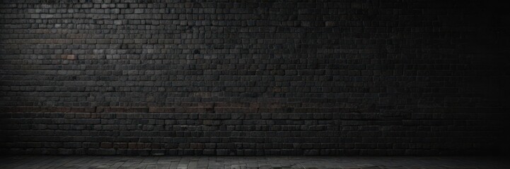 Obraz premium Black grunge brick wall, textured mortar, dark shadows, bleak atmosphere , industrial, dark, gritty
